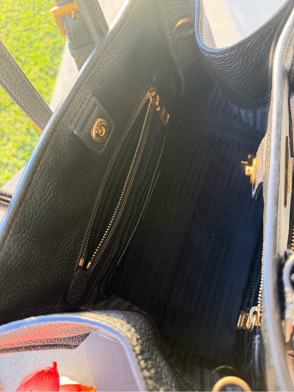 Prada Black Pebbled Leather Satchel with Front Zip Pocket - Picture 2 of 16